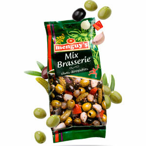 MENGUY'S Olives vertes et noires dénoyautées Mix Brasseries
